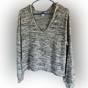 NWOT Old Navy Charcoal Hooded Long Sleeve Blouse M